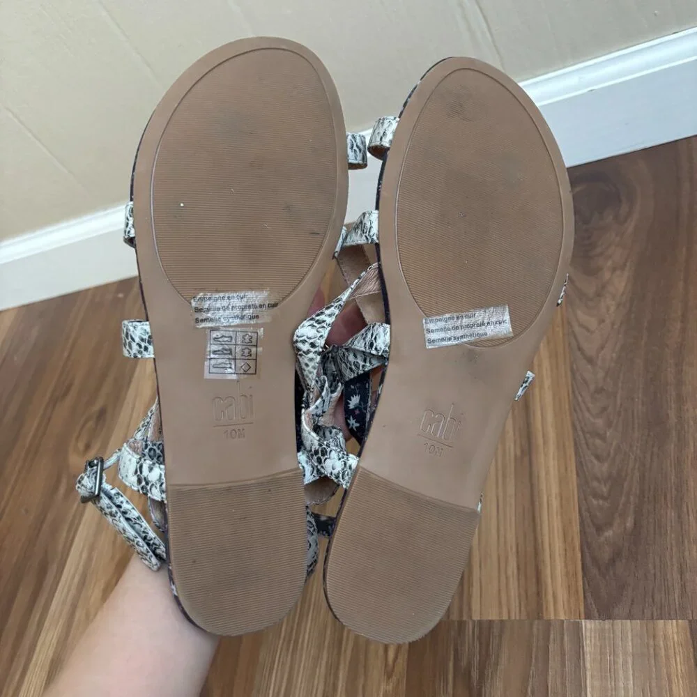 Cabi Leather Athena Snakeskin Gladiator Sandals